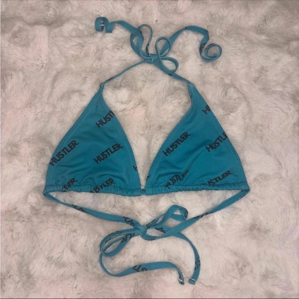 Hustler Hollywood Blue Teal Triangle Swim Top